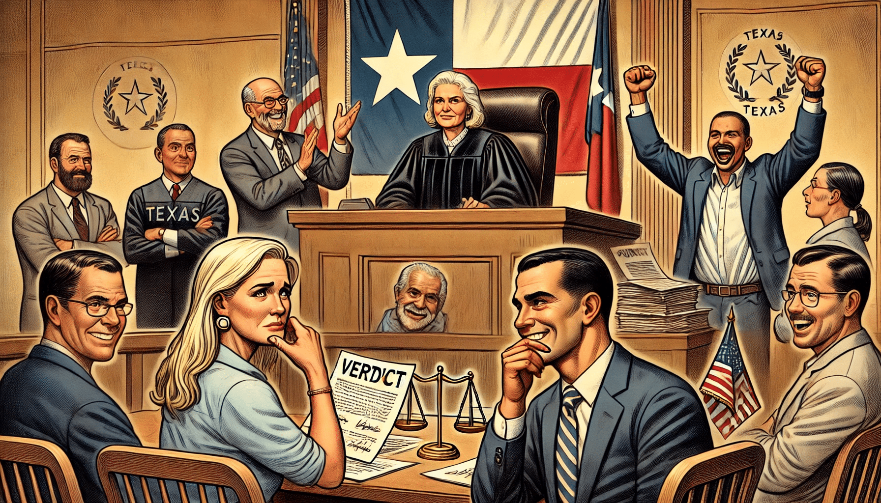 AI generated courtroom illustration